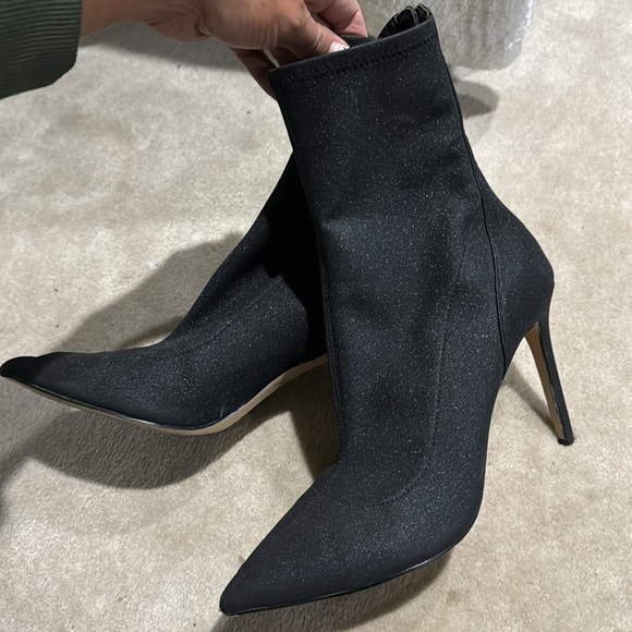 Jewel Badgley Mischka Marabel ankle booties glitter black womens 10 - Picture 6 of 11